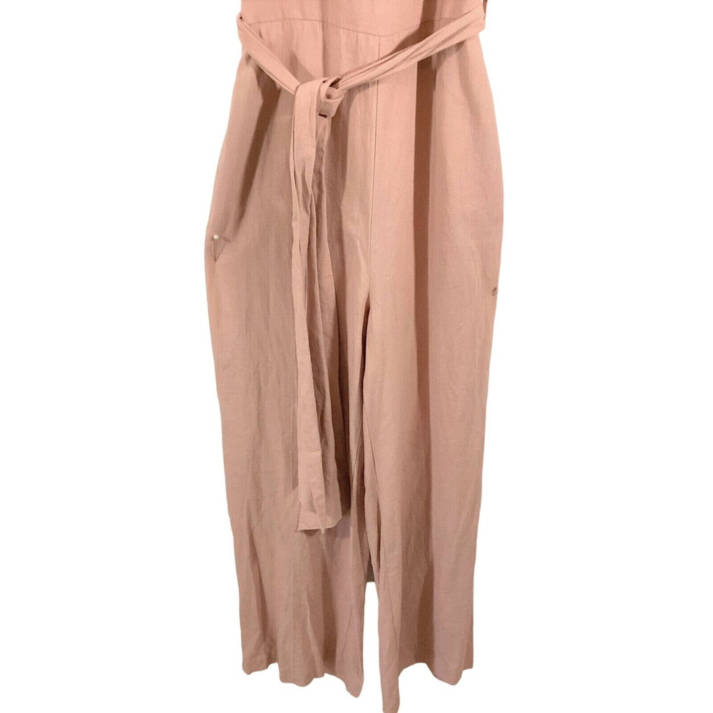 NWT Zara Dusty Pink Jumpsuit Halter Tie Belt Backless Wide Leg Size XS - Picture 6 of 8